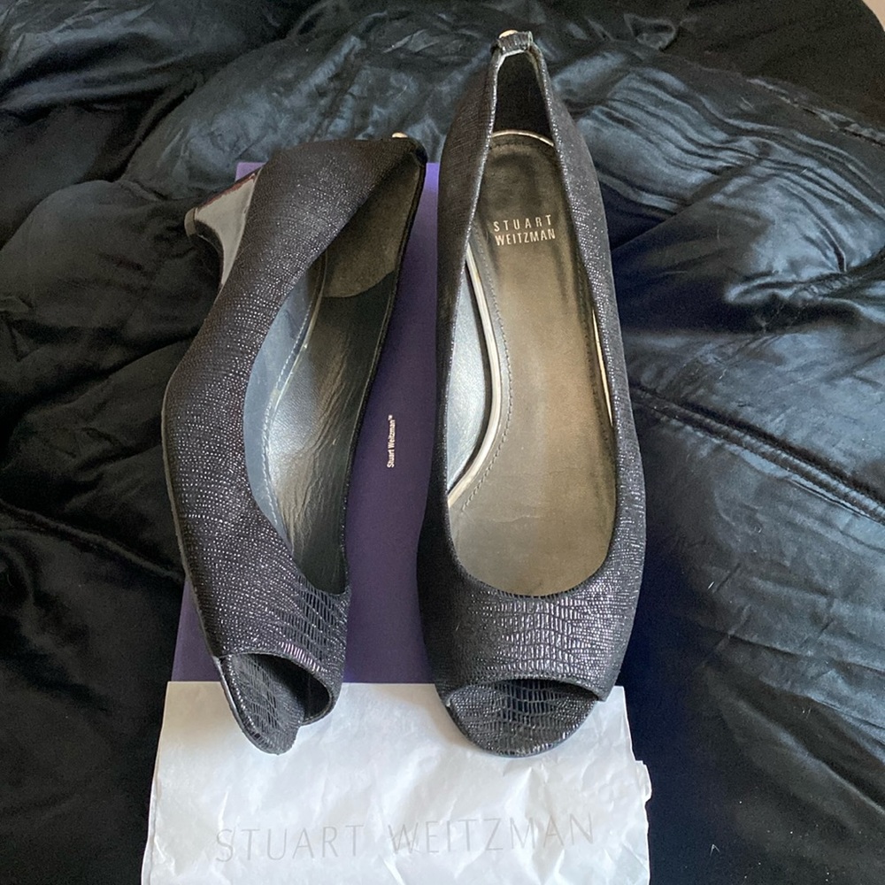 Stuart Weitzman Shimmering Snake Texture Leather … - image 1